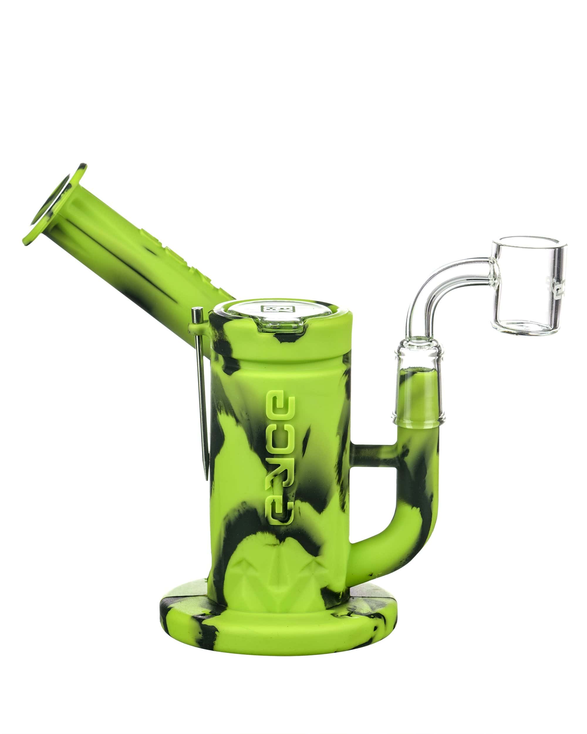 Eyce Silicone Dab Rig with Quartz Banger: Sidecar - Creature Green